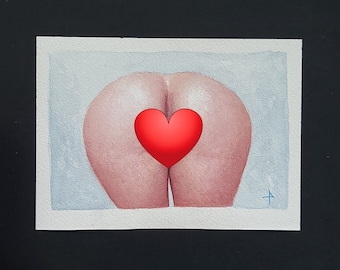 Nude 5x7in Original Watercolor Vulva Art Erotic Yoni Vagina Painting Pussy Illustration Mature