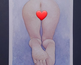 Nude Erotic 6x9 Art Vulva Watercolor Yoni Art Vagina Pussy Illustration Mature Booty Original Painting
