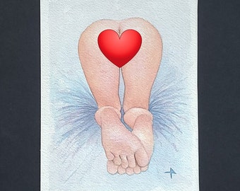 Nude 5x7in Original Watercolor Vulva Art Erotic Yoni Vagina Painting Pussy Illustration Mature