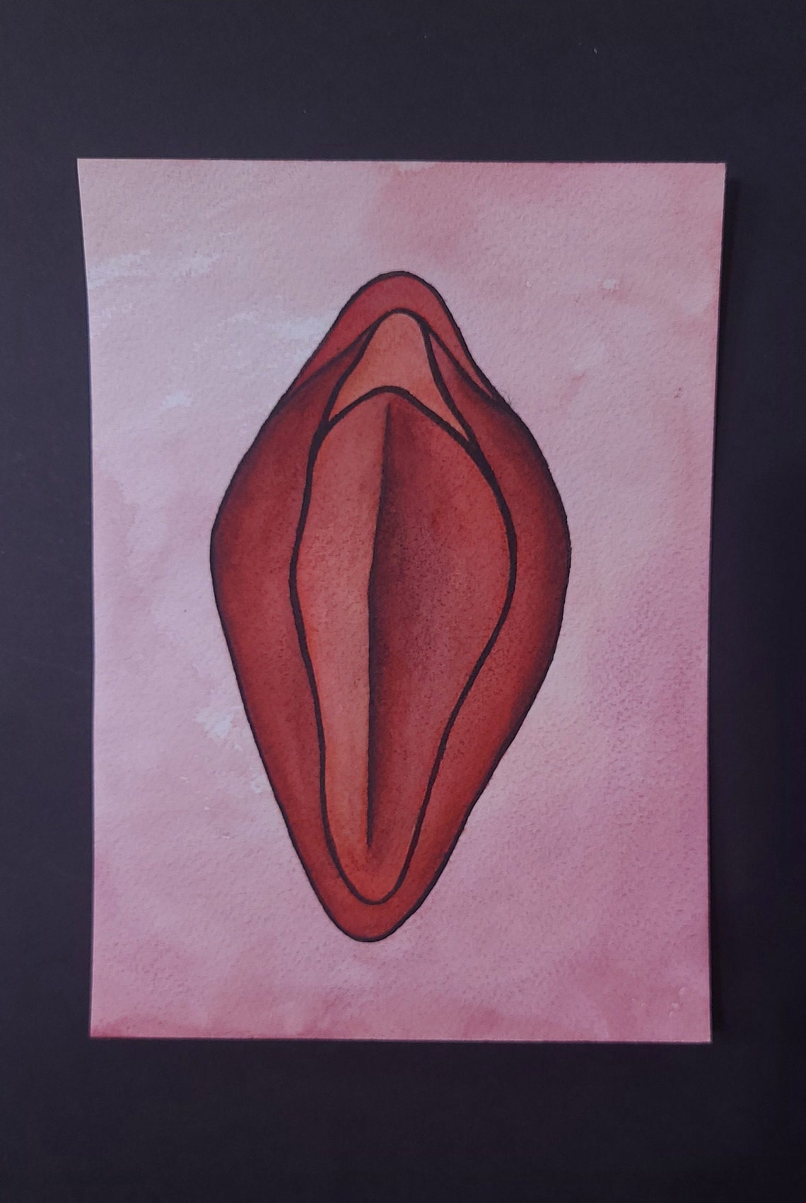 Erotic 5x7 Vulva Watercolor Yoni Art Adult Painting Etsy