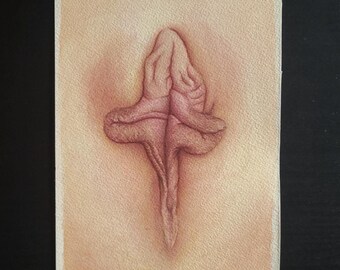 Nude Erotic 5x7 Art Vulva Watercolor Yoni Art Vagina Painting Pussy Illustration Nude Wall Decor