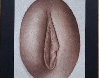 Nude Erotic 5x7 Art Vulva Watercolor Yoni Art Vagina Painting Pussy Illustration Nude Wall Decor