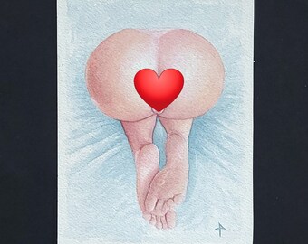 Nude 5x7in Original Watercolor Vulva Art Erotic Yoni Vagina Painting Pussy Illustration Mature