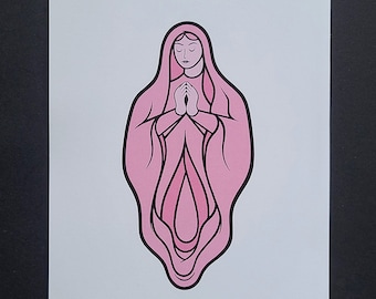Our Lady PRINTS (about 5x7in) Vulva Yoni Art Vagina Painting Pussy Illustration Greeting/ Bday/ Any Occasion Card