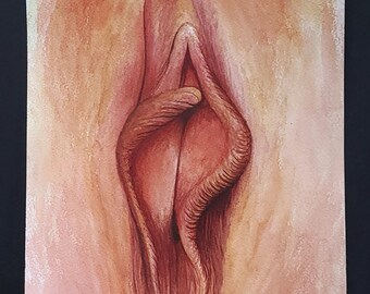Erotic 7x10 Vulva Watercolor Yoni Art Adult