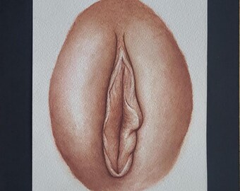 Nude Erotic 5x7 Art Vulva Watercolor Yoni Art Vagina Painting Pussy Illustration Nude Wall Decor