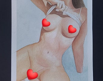 Nude Erotic 6x9 Art Vulva Watercolor Yoni Art Vagina Painting Pussy Illustration Mature