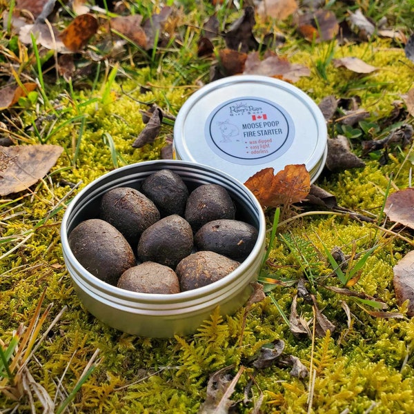 Allume-feu pour caca d'orignal. Cadeau de Noël unique. Équipement de camping et de chasse. Amateur de plein air. Bushcraft. Recyclé respectueux de l'environnement. Kit de survie.