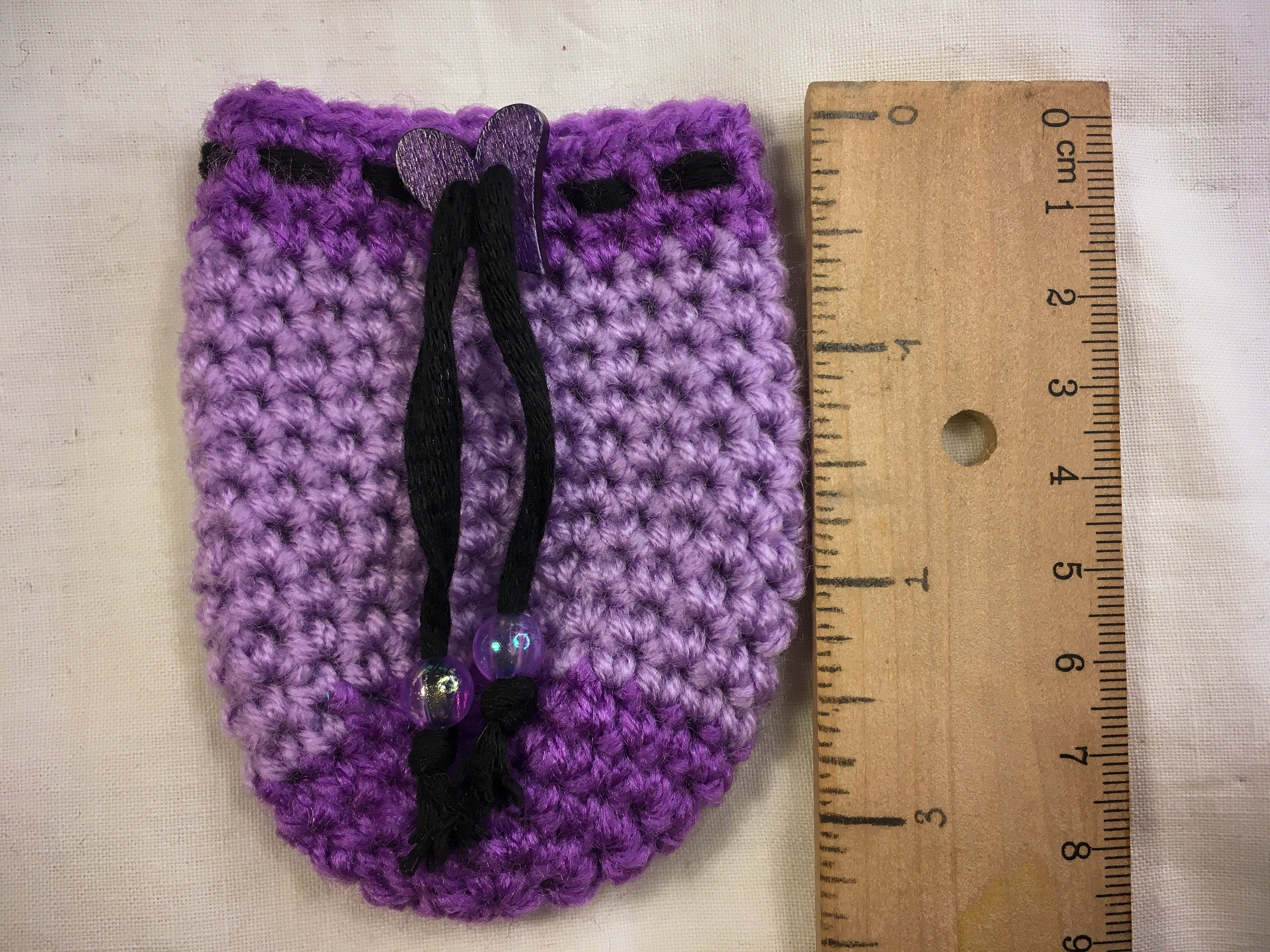 Handmade Crochet Dice Bag Purple Two Tone Drawstring Pouch Etsy