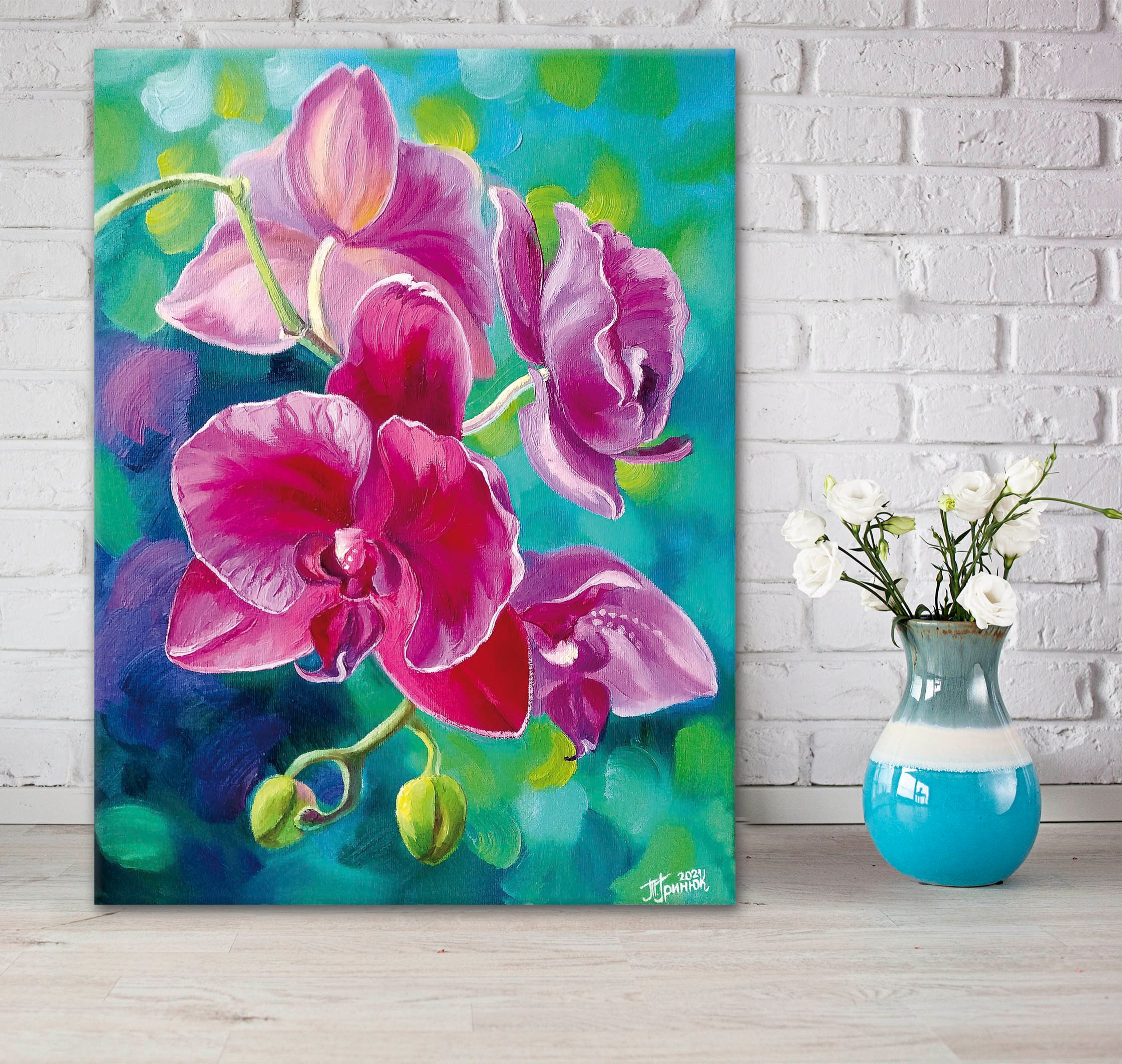 Orchid Oil Painting Orchid Wall Art Pink Magenta Orchid Painting on