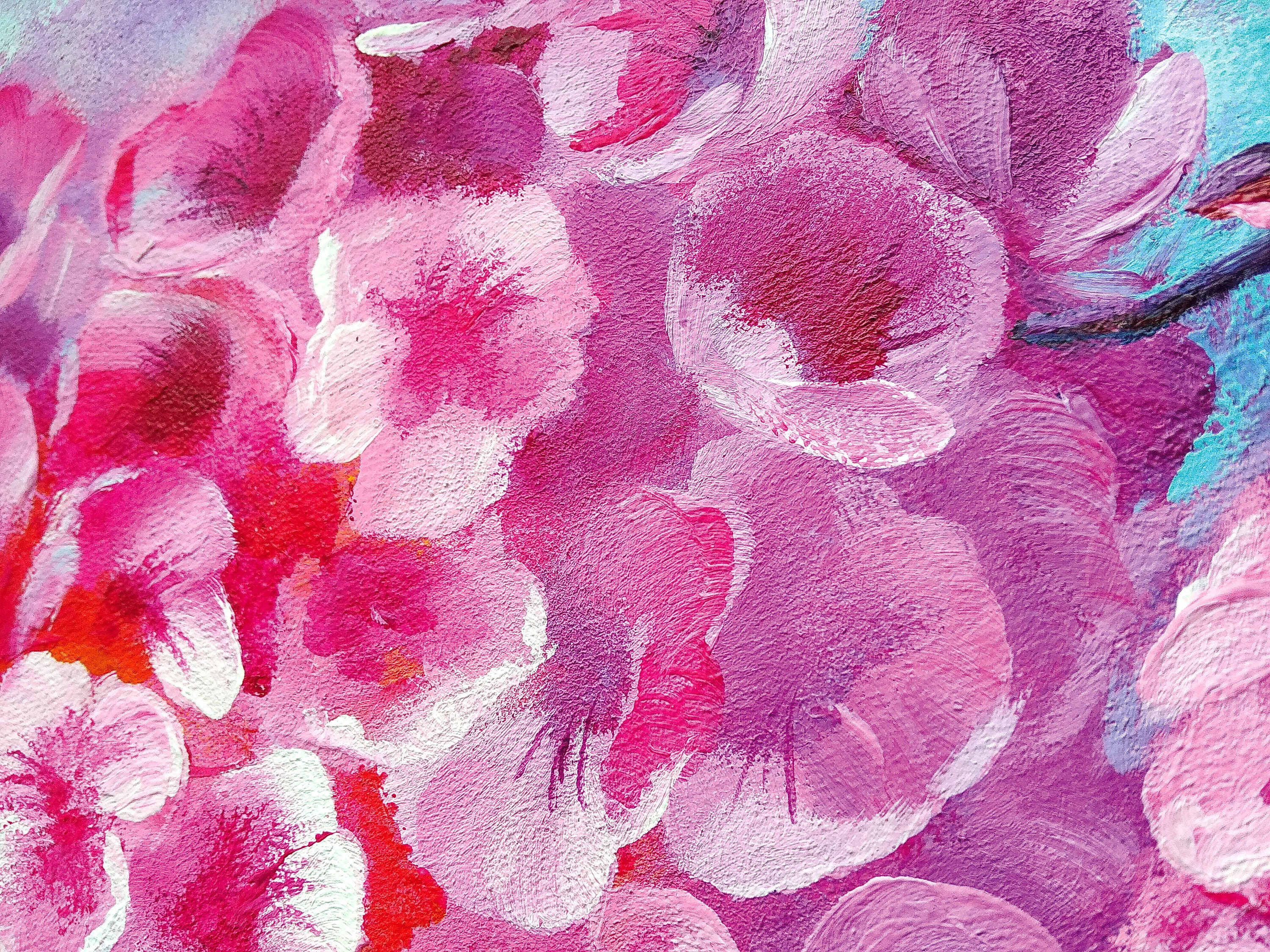 Pink Sakura Cherry Blossom Wall Art Original Acrylic Painting on Canvas ...