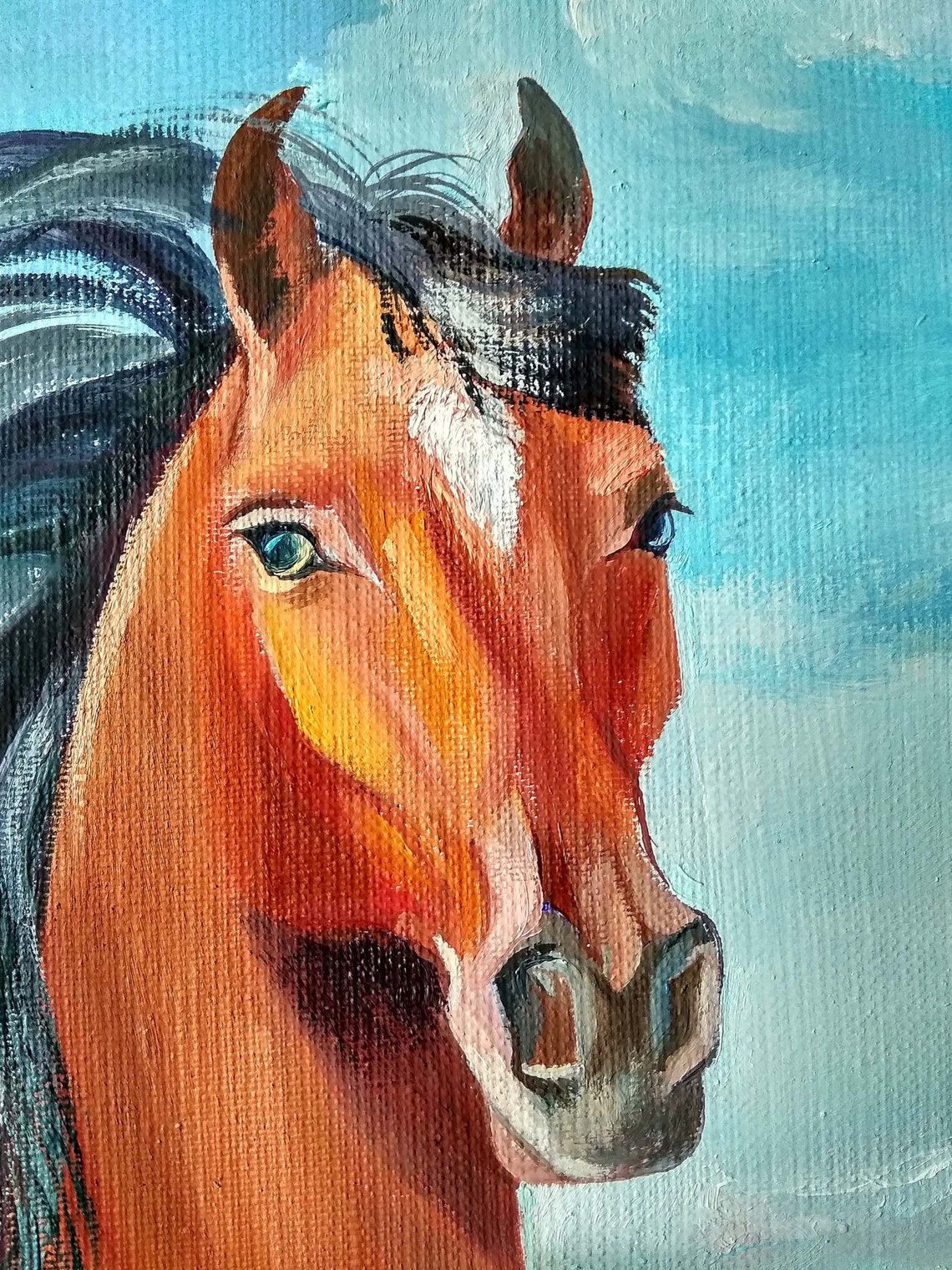 Horse Oil Painting on Canvas Original Horse Painting Animal Etsy