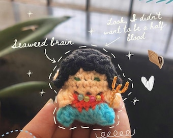 Percy Jackson Crochet Amigurumi Mini Doll Keychain | Gift for Book Lovers
