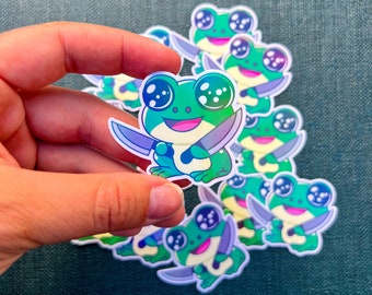 Cute AF Killer Frog, Vinyl Waterproof Sticker