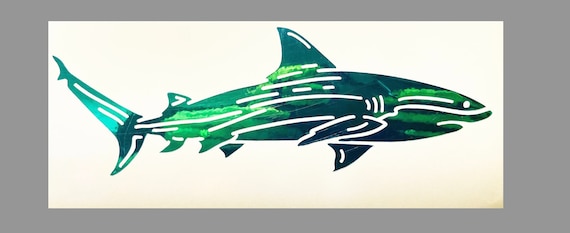 Holographic Shark Decal: Permanent Vinyl Sticker