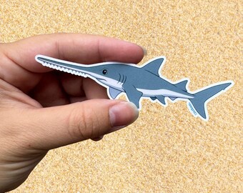 Anime Style Sawfish Shark Matte Vinyl Die-cut Waterproof Sticker