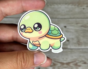 Kawaii Turtle-Duck Sticker, Matte Vinyl Waterproof Die-Cut Sticker