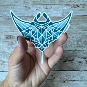 Geometric Manta Ray, Matte Finish, Vinyl Waterproof Sticker