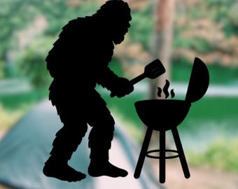 Grilling Sasquatch Vinyl Decal