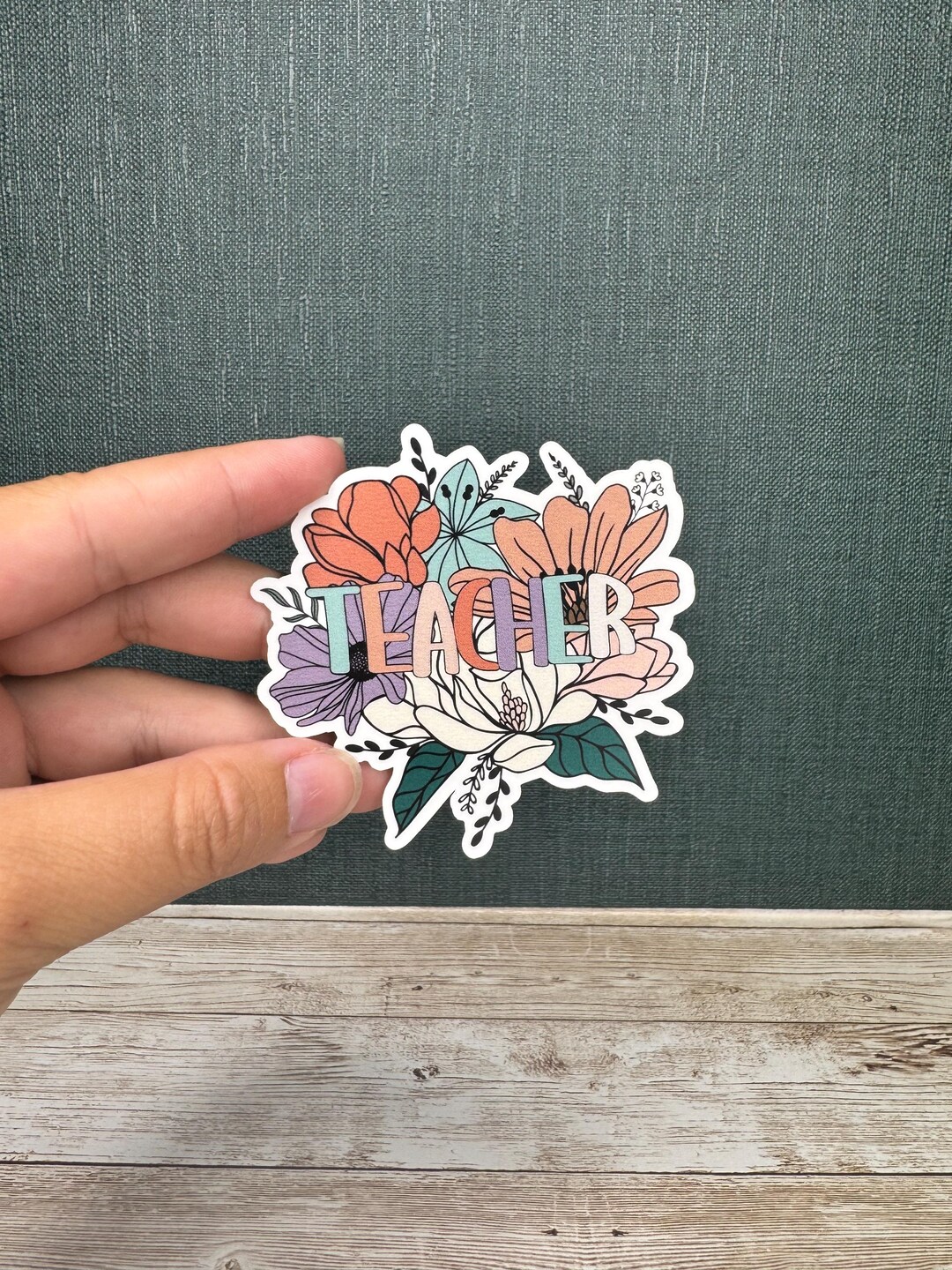 Floral Teacher Matte Vinyl Sticker - Etsy