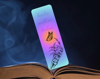 Books Outlive Bodies Holographic Laminated Bookmark;Sassy Readers Club 2"x6" Bookmark