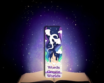 Words Create Worlds Glossy Laminated Bookmark; Sassy Readers Club 2"x6" Bookmark