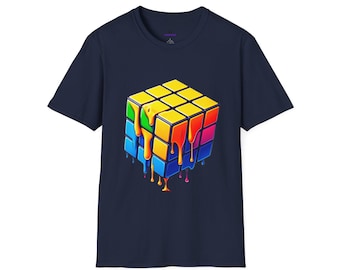 T-shirt unisex Softstyle con cubo puzzle che si scioglie