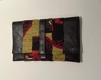 West African Inspired Wax Print, Ankara and Leather Woman's Clutch Bag | Limited Edition