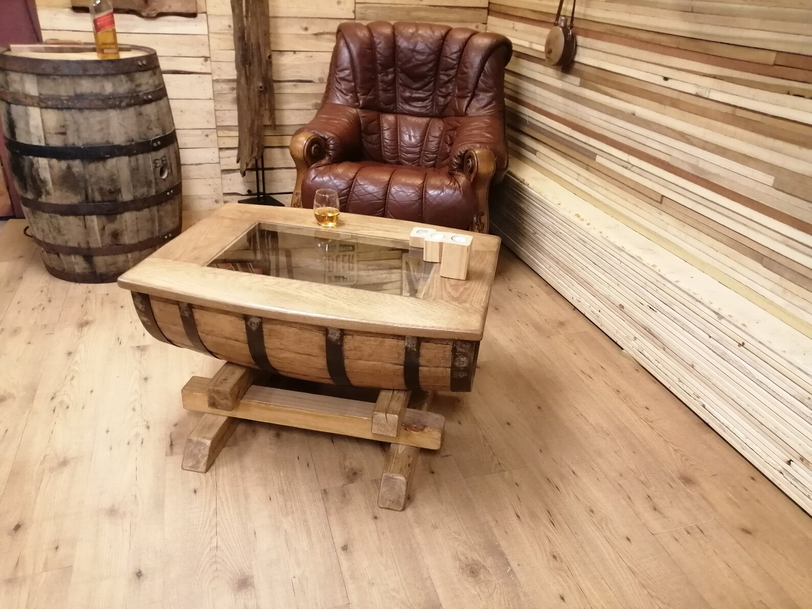Half whiskey barrel coffee table Etsy