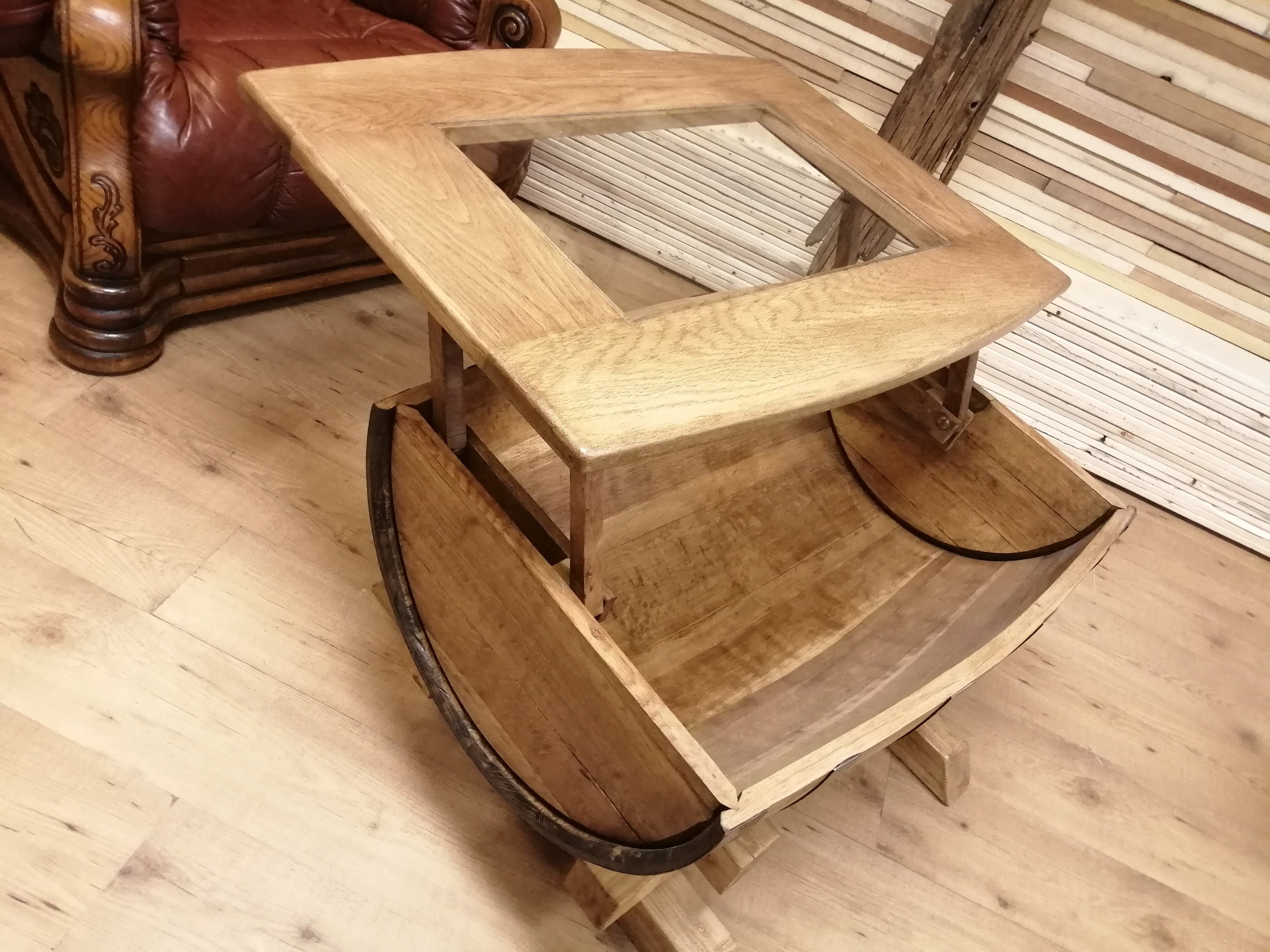 Half whiskey barrel coffee table Etsy