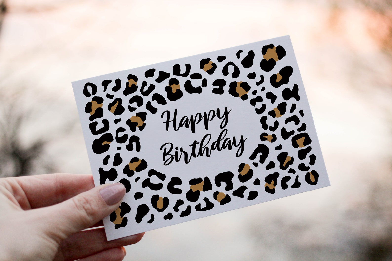 Printable Leopard Print Birthday Cards Leopard Card Greeting Etsy