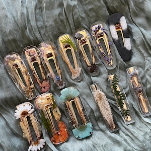 Resin Real Flower Hair Clips - Handcrafted Floral Hair Accessories - Botanical Hairpins