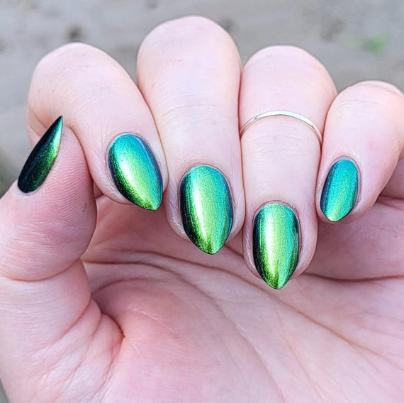 Andromeda Nail Polish - 10 Free Vegan Green Blue Colour Shift Nail Varnish - UK Indie Handmade - Chameleon Polish - Azura Colour UK ONLY