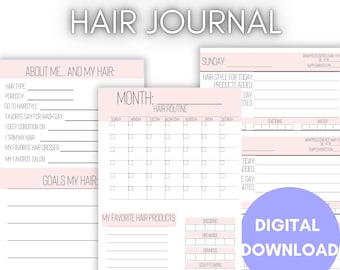 Printable Pink Hair Care Planner Journal! PDF File and Jpeg Zip File