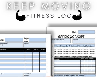 Workout Log Printable ! Strength Training Workout Log, Cardio Workout Log, Progress Charts, and more ! PDF, GoodNotes, printable