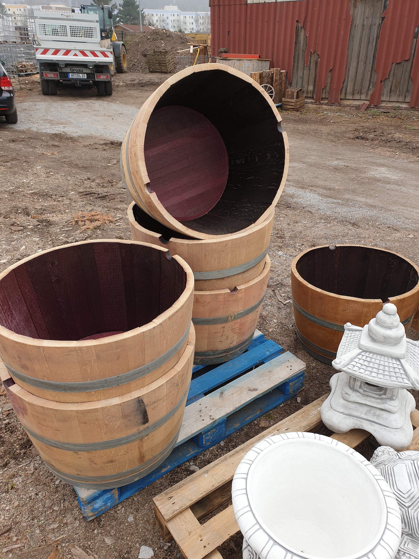Wine barrel planters Etsy