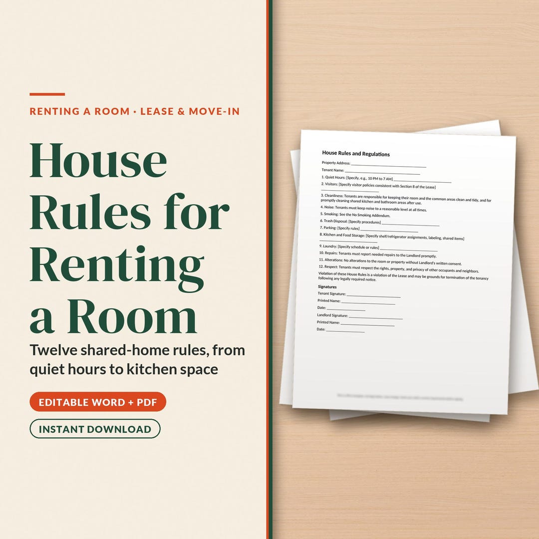 House Rules for Renting a Room Template | Renting a Room in Your Home ...