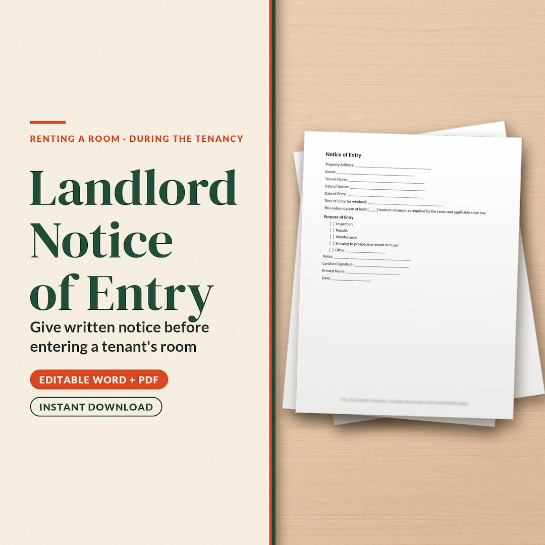 Landlord Notice of Entry Template | Renting a Room in Your Home ...