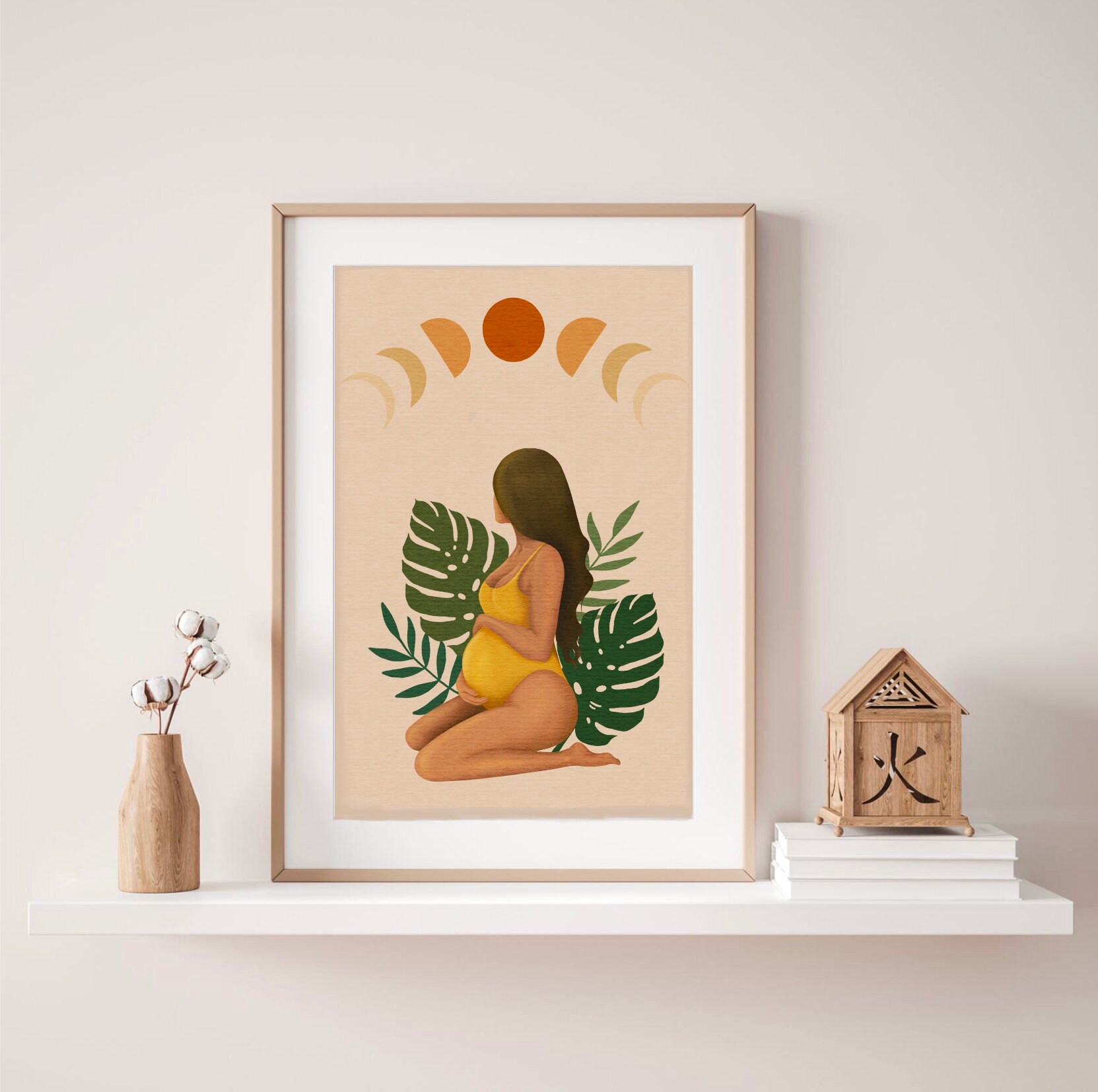 Boho Murals of Pregnant Women Wall Art, Boho Mom's Life, a