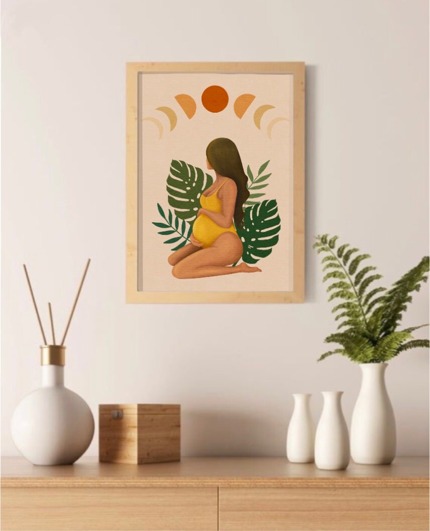 Boho Murals of Pregnant Women Wall Art, Boho Mom's Life, a