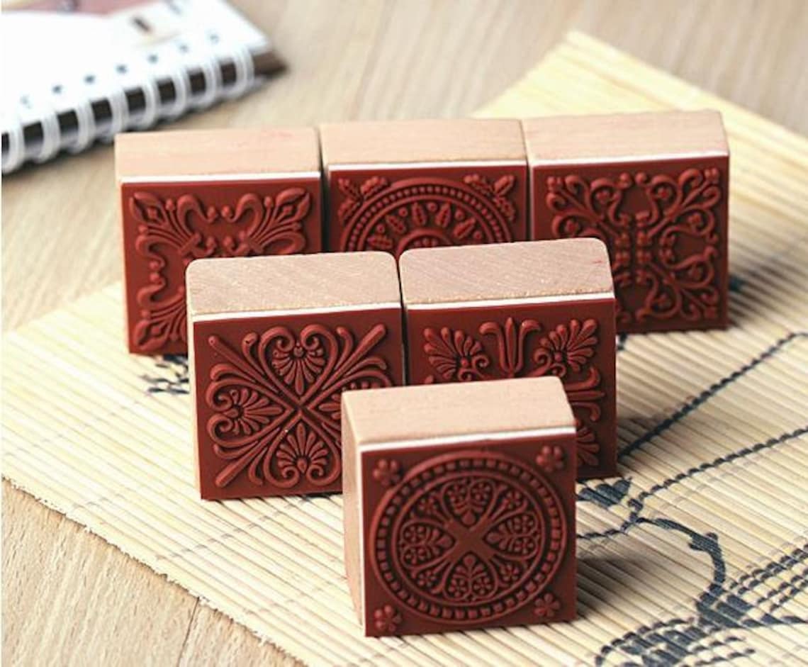 Wooden Rubber Stamp Decorative Wooden Rubber Stampswooden Etsy