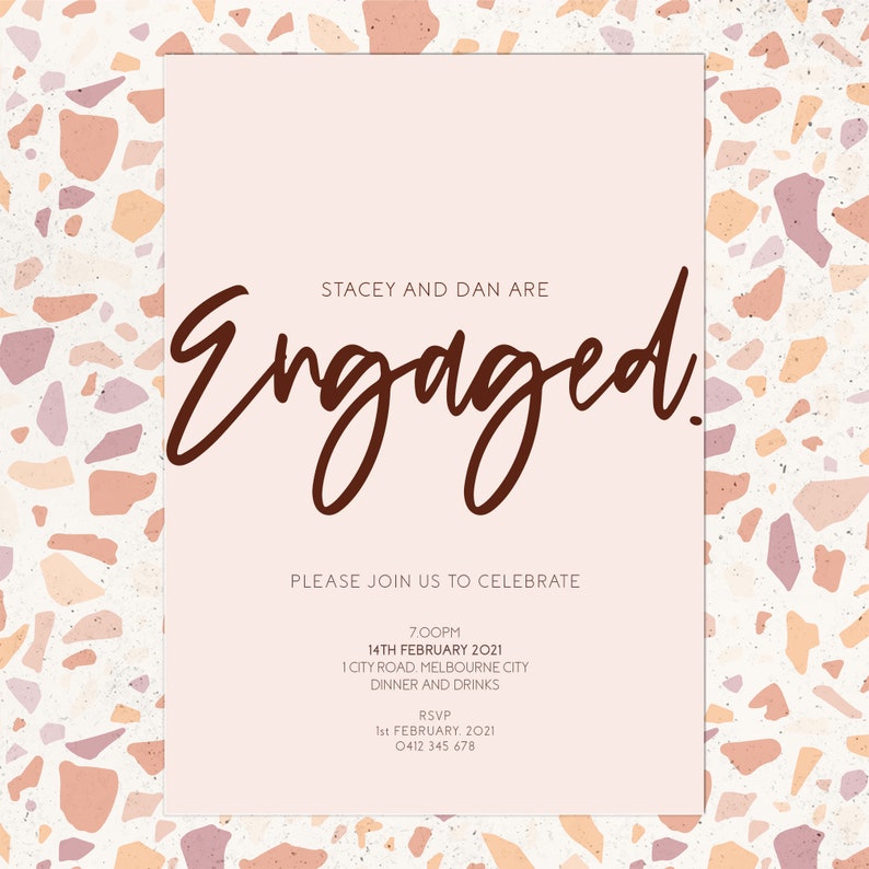 Printable Modern Engagement Party Invitation for Digital Download image 2