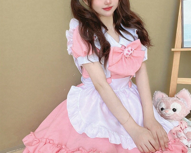 Sweet Kawaii Pink Maid Cosplay Costumelolitafashion - Etsy