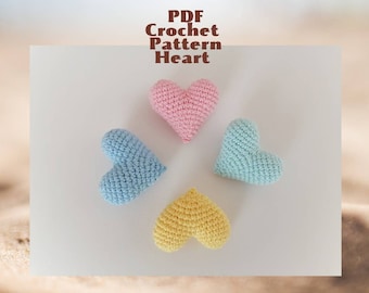 Patrón de corazón pequeño, patrón de crochet en PDF, patrón de crochet fácil