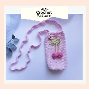 Crochet Water Bottle Bag Pattern: Cherry Design (PDF Pattern)