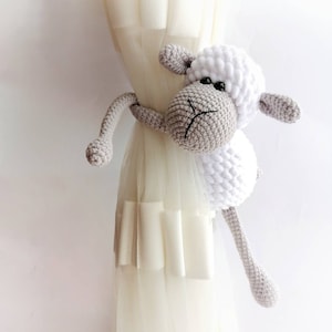 Sheep Tie Back, Animal Tie Back, Nursery Curtain Tie Backs, Sheep Room Decor