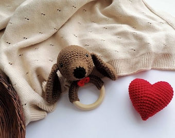 Dachshund Baby Toy: Organic Cotton Puppy Toy, Newborn Gift, Baby Shower Present