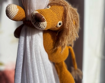 Crocheted Lion Curtain Tie Back: Animal Nursery Decor