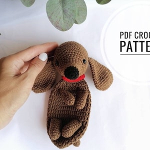Häkeldecke Dackel Lovey, Dachshund Schmusetuch, Amigurumi Muster PDF