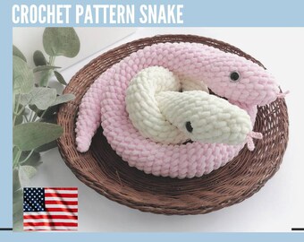 Padrão de crochê de cobra, PDF de pelúcia amigurumi, brinquedo de crochê de animais